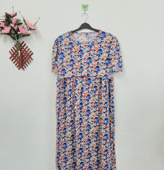 Puff Sleeve Zipless Maternity and Feeding Wear (Full length)