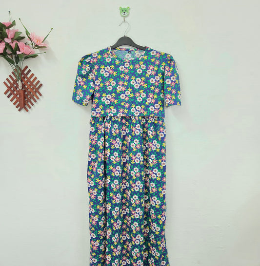 Puff Sleeve Zipless Maternity and Feeding Wear (Full length)