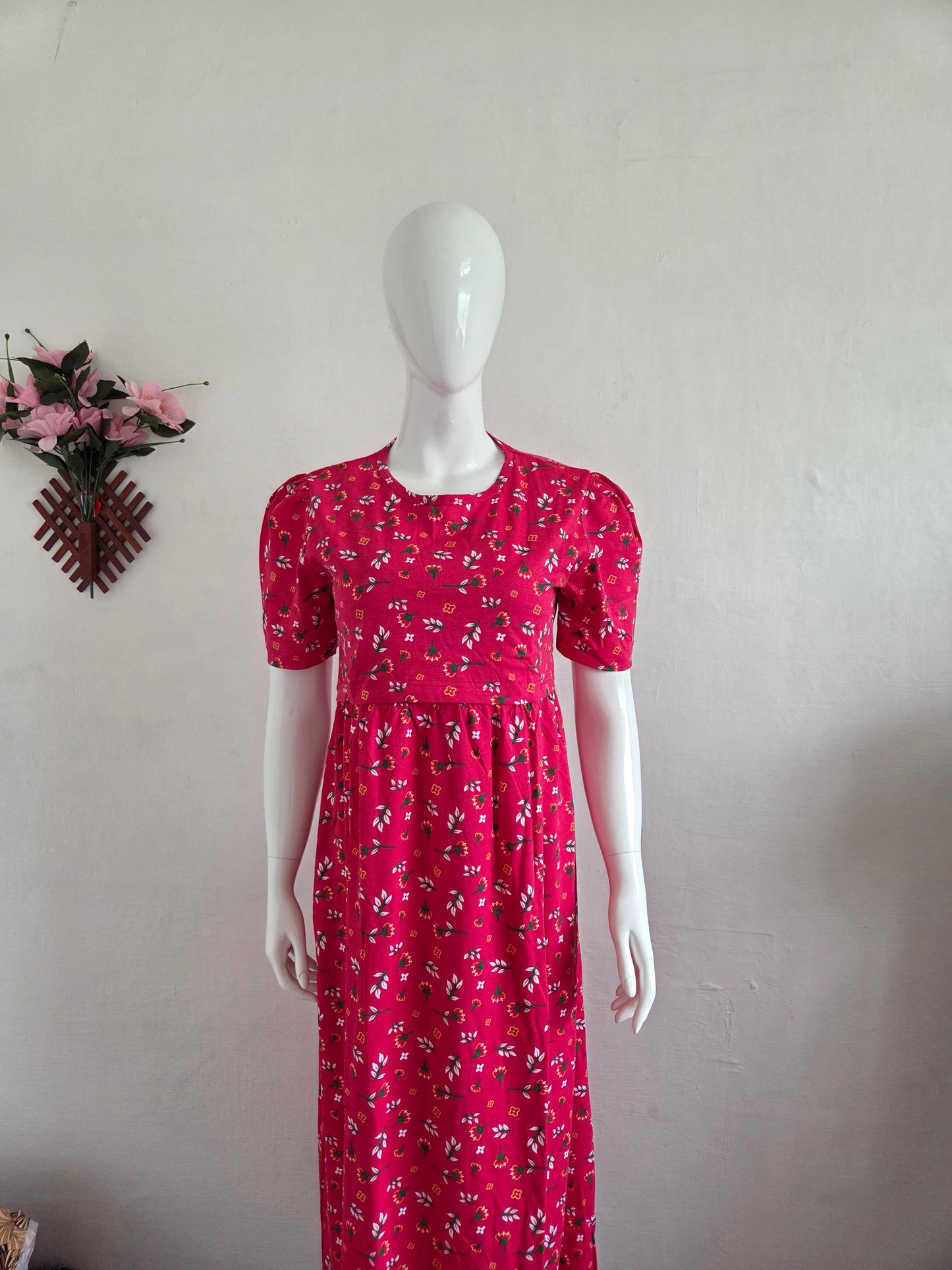 Puff Sleeve Zipless Maternity and Feeding Wear (Full length)