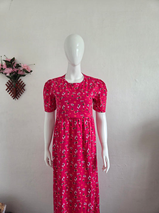 Puff Sleeve Zipless Maternity and Feeding Wear (Full length)