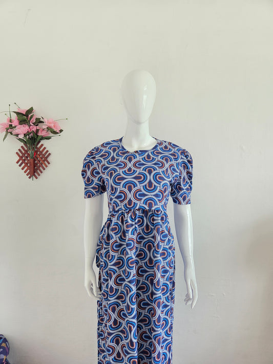 Puff Sleeve Zipless Maternity and Feeding Wear (Full length)