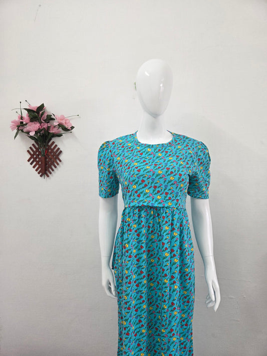 Puff Sleeve Zipless Maternity and Feeding Wear (Full length)