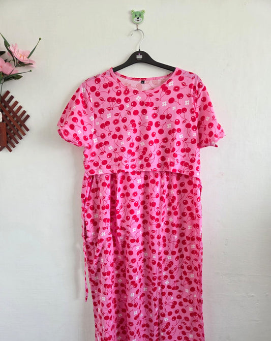 Puff Sleeve Zipless Maternity and Feeding Wear (Full length)