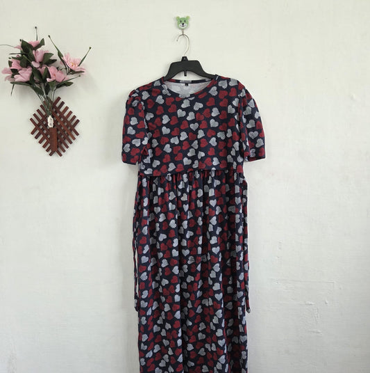Puff Sleeve Zipless Maternity and Feeding Wear (Full length)