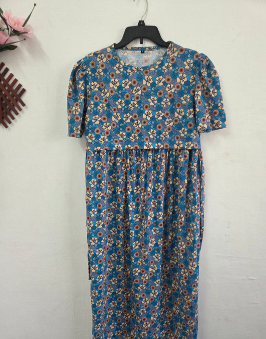 Puff Sleeve Zipless Maternity and Feeding Wear (Full length)