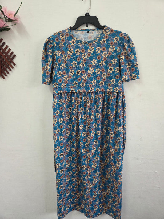 Puff Sleeve Zipless Maternity and Feeding Wear (Full length)
