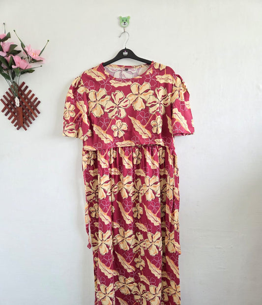 Puff Sleeve Zipless Maternity and Feeding Wear (Full length)