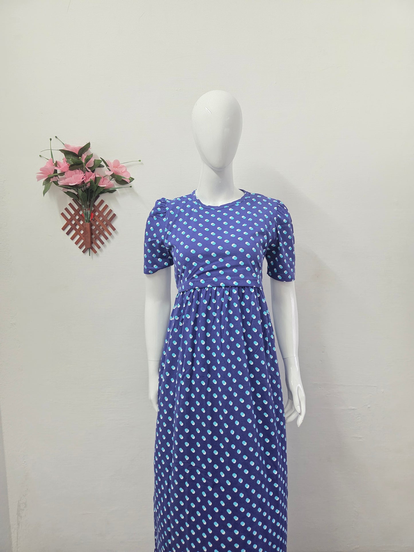 Puff Sleeve Zipless Maternity and Feeding Wear (Full length)
