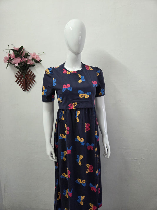 Puff Sleeve Zipless Maternity and Feeding Wear (Full length)