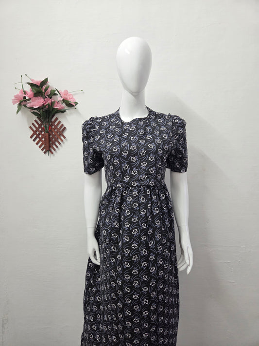 Puff Sleeve Zipless Maternity and Feeding Wear (Full length)