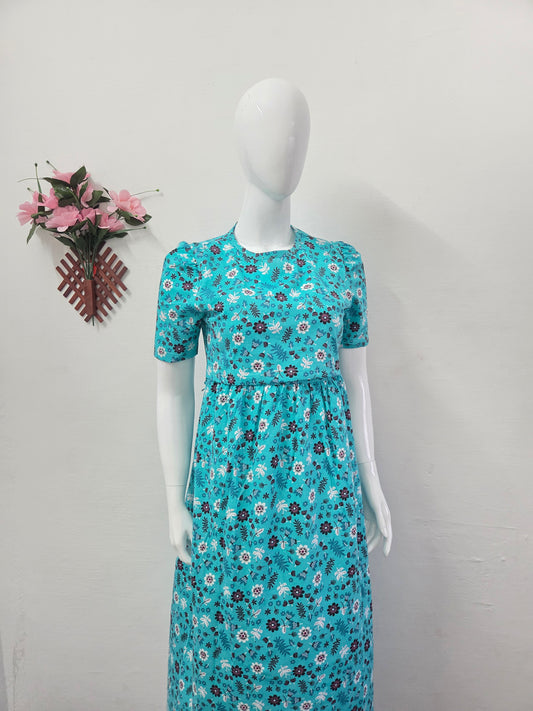 Puff Sleeve Zipless Maternity and Feeding Wear (Full length)