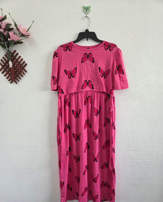 Puff Sleeve Zipless Maternity and Feeding Wear (Full length)